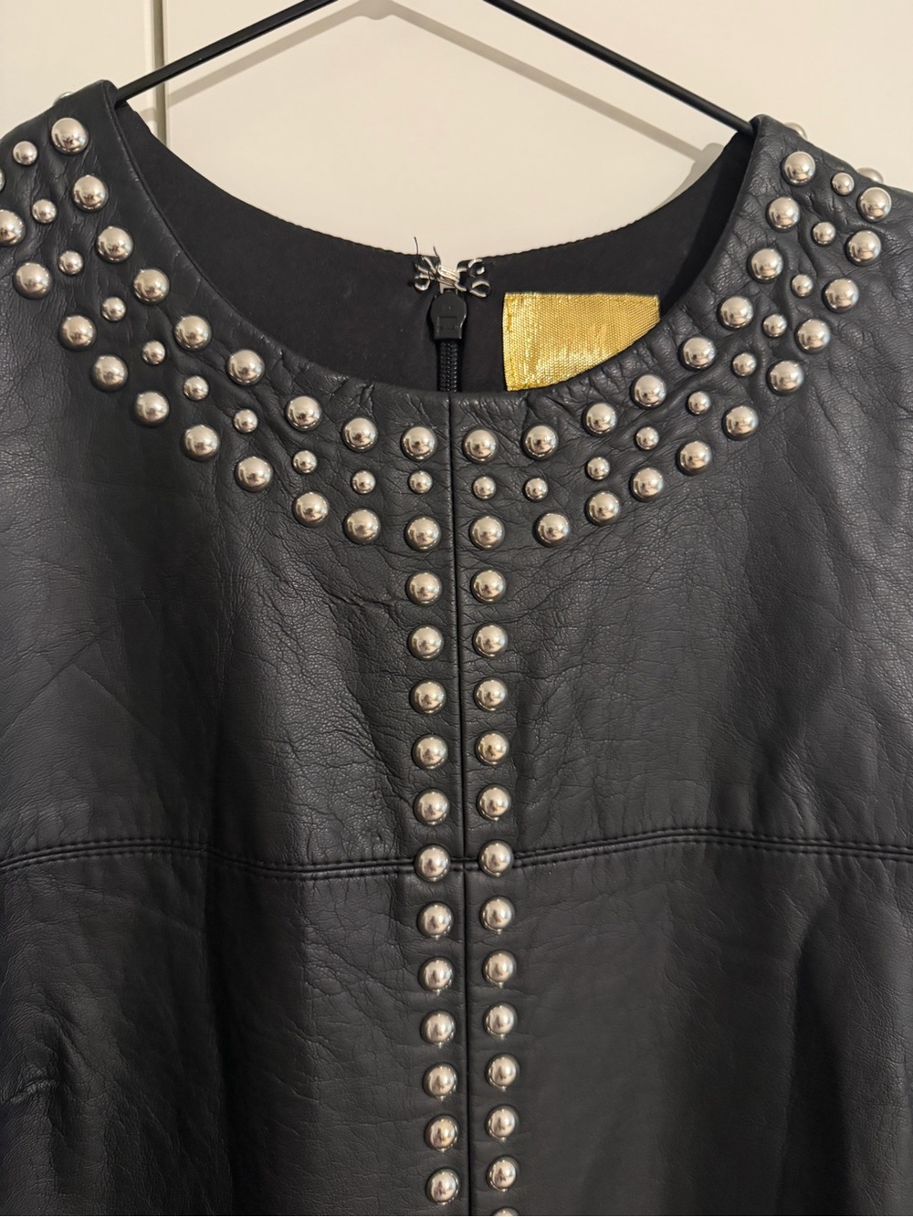H&M limited edition Black Stud-Trim Sleeveless leatherette Mini Dress -8 - Picture 3 of 6